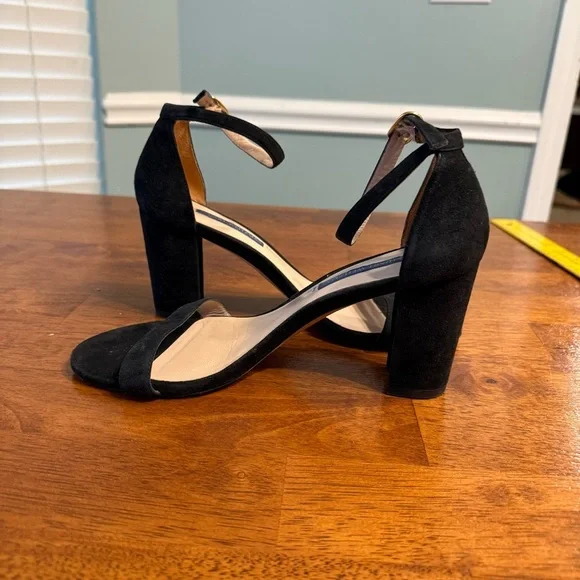 Stuart Weitzman Nearlynude ankle strap sandal black suede size 7.5 - Picture 3 of 12